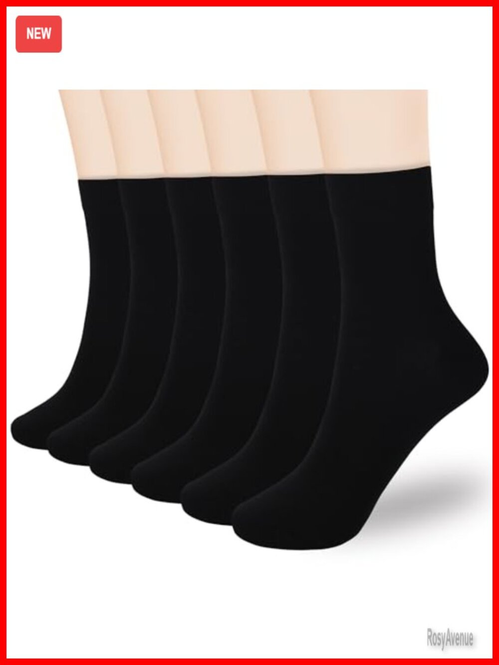 Women's Thin Cotton Ankle Bootie Dress Crew Socks 6 Pairs